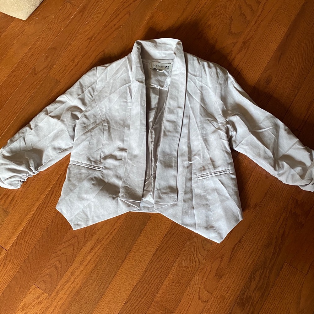 Forever 21 Faux Velvet Light gray blazer